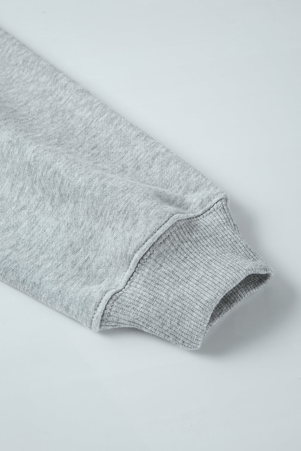 Light Grey Solid Loose Crew Neck Fleece Sweatshirt Sweatshirts & Hoodies JT's Designer Fashion