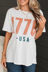 White 1776 USA Vintage Graphic T Shirt Graphic Tees JT's Designer Fashion