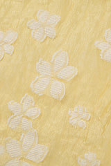 Yellow Boho Flower Jacquard Puff Sleeve Square Neck Mini Dress Floral Dresses JT's Designer Fashion