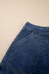 Ashleigh Blue Faux Wrapped Mini Denim Skort Denim Shorts JT's Designer Fashion