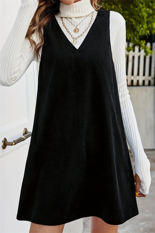 V-Neck Sleeveless Mini Dress Black Mini Dresses JT's Designer Fashion