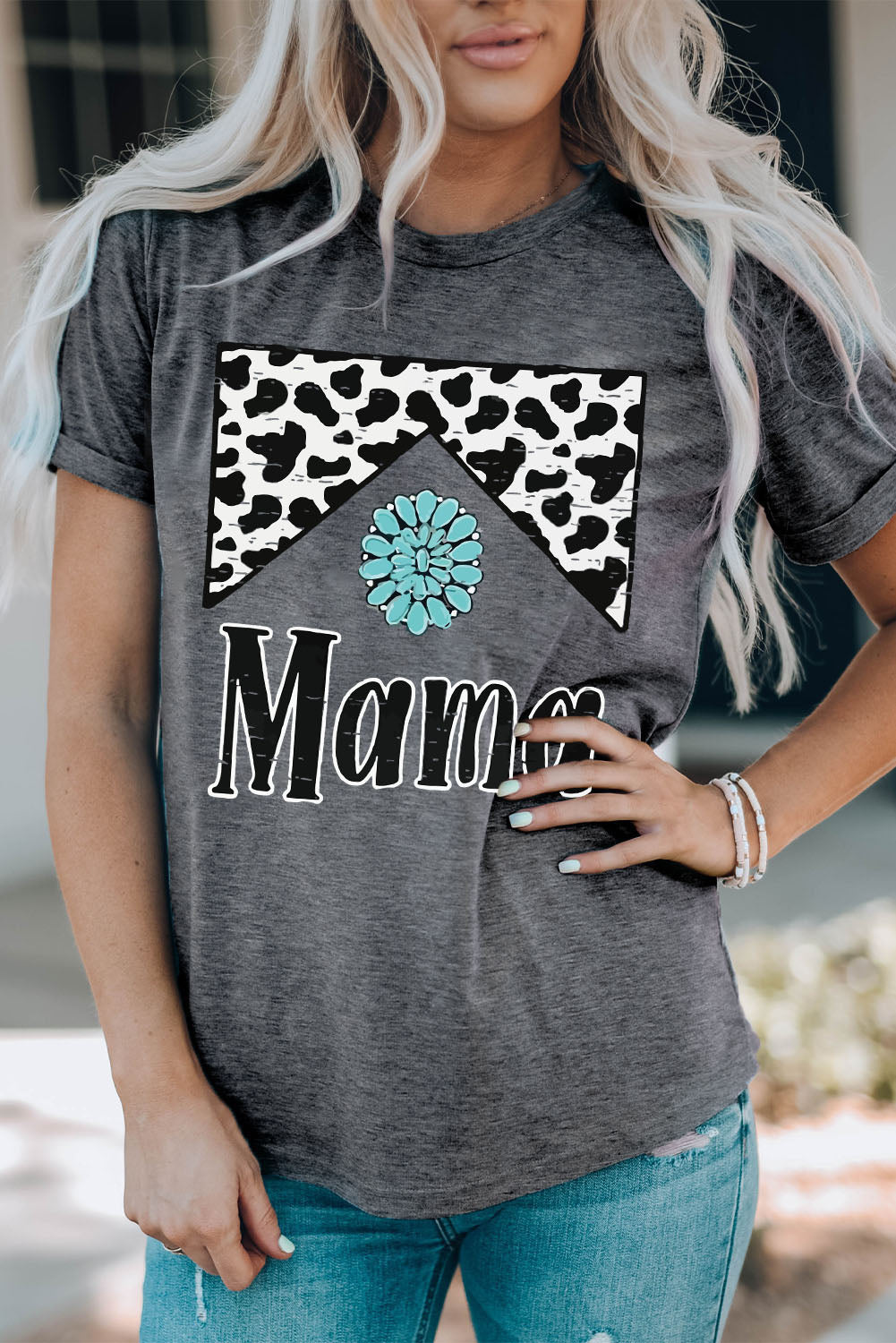 Gray Mama Cowhide Graphic Tee Graphic Tees JT's Designer Fashion