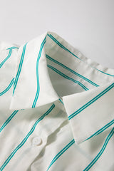 Mint Green St Patricks Striped Wide Short Sleeve Shift Mini Shirt Dress Mini Dresses JT's Designer Fashion