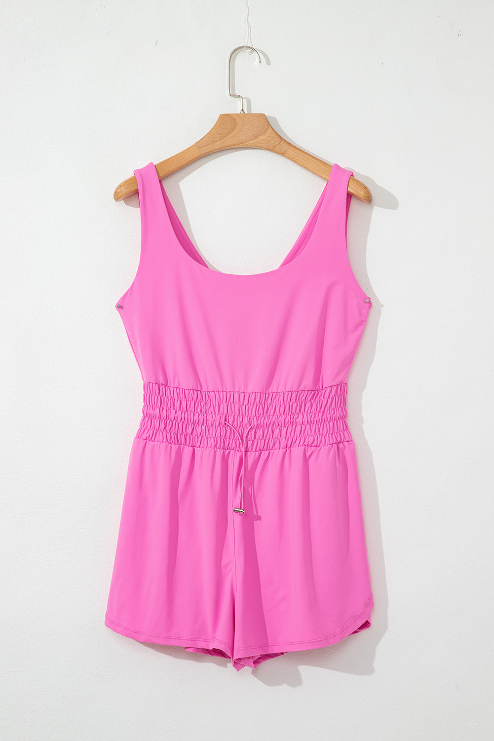 Sachet Pink Plain Sleeveless Loop Drawstring Cinched Waist Romper Jumpsuits & Rompers JT's Designer Fashion