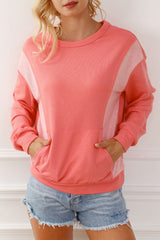 Contrast Patchwork Kangaroo Pocket Sweatshirt Sweatshirts & Hoodies JT's Designer Fashion