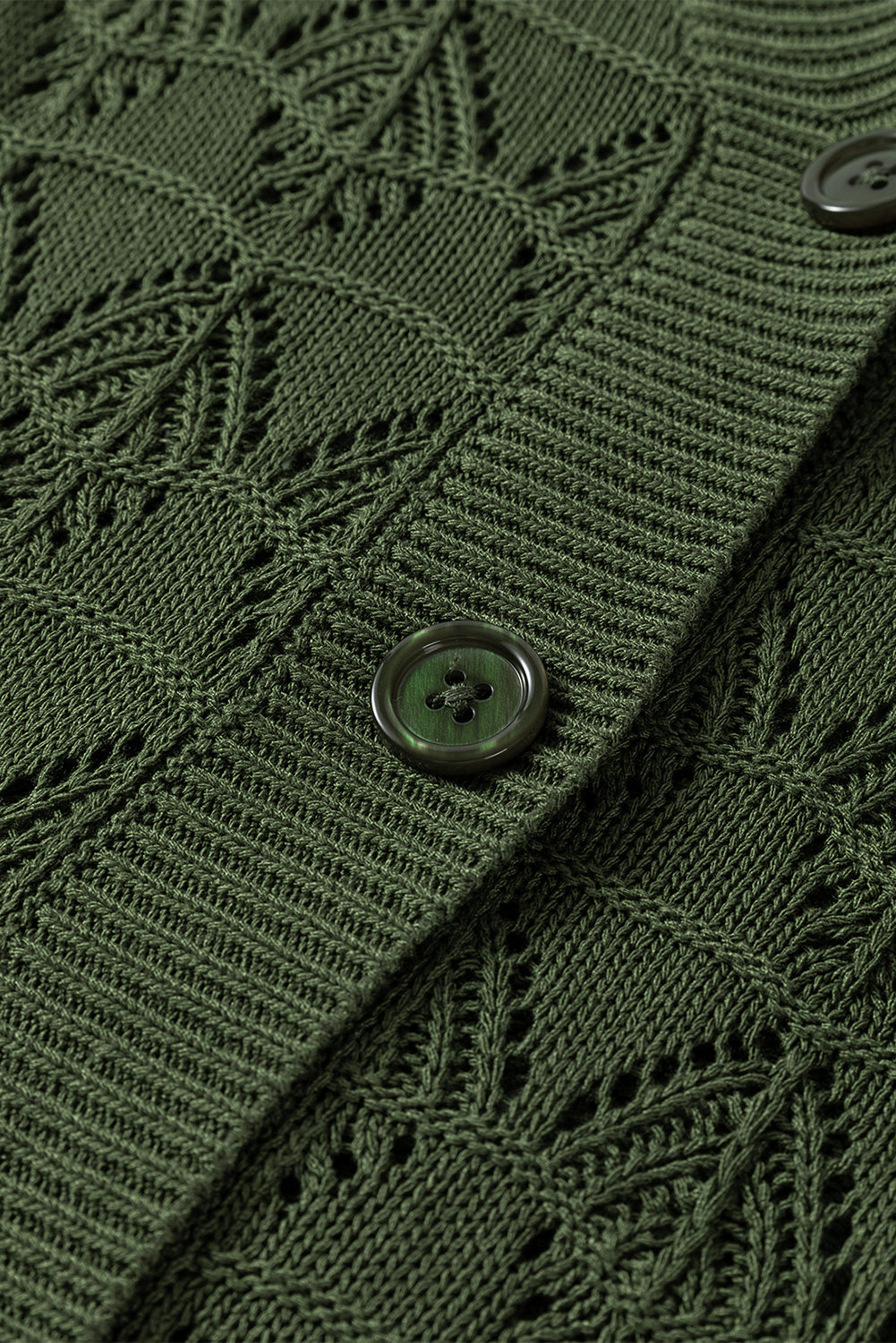 Green Lightweight Buttoned Front Crochet Cardigan Cardigans JT's Designer Fashion