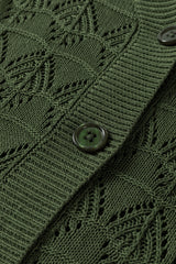 Green Lightweight Buttoned Front Crochet Cardigan Cardigans JT's Designer Fashion