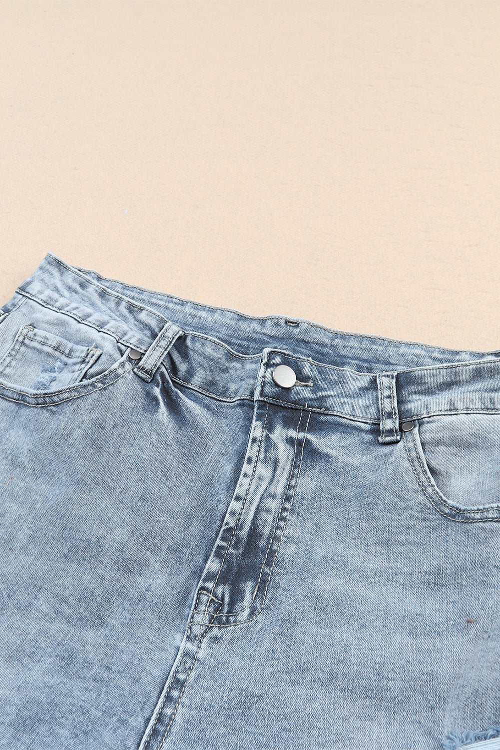 Sky Blue Light Wash Frayed Slim Fit High Waist Jeans Jeans JT's Designer Fashion