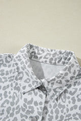 White Leopard Printed Flap Pocket Denim Jacket Denim Jackets JT's Designer Fashion