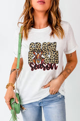 White Crawfish Season Leopard Letter Graphic Tee Graphic Tees JT's Designer Fashion