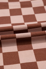 Khaki Checkered Elastic High Waist Loose Casual Pants Pants & Culotte JT's Designer Fashion