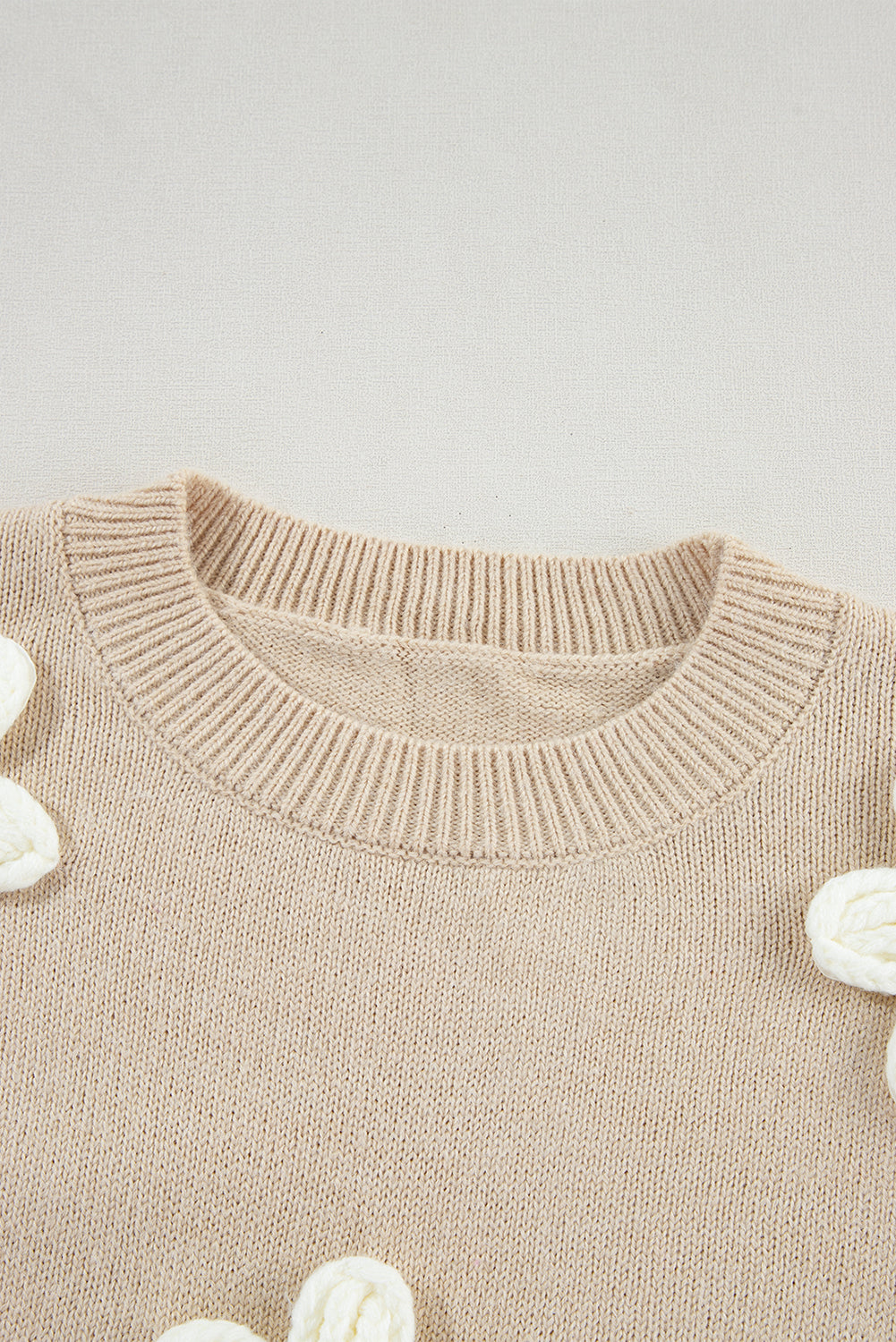 Parchment Floral Crochet Chunky Knit Sweater Sweaters JT's Designer Fashion