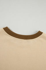 Apricot Color Block Thumbhole Sleeve Drop Shoulder Sweatshirt Sweatshirts & Hoodies JT's Designer Fashion