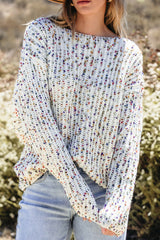 White Confetti Reversible Twist Sweater Sweaters JT's Designer Fashion
