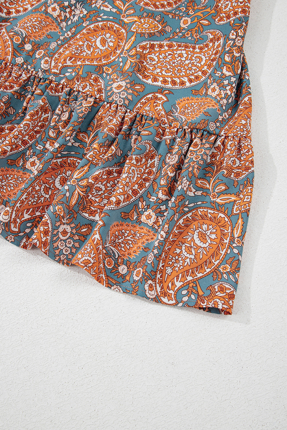 Orange Paisley Print Loose Fit Drawstring High Waist Mini Dress Mini Dresses JT's Designer Fashion