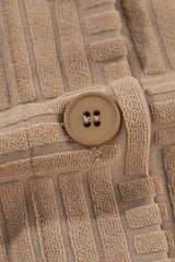 Dark Khaki Textured Chest Pocket Button-up Shacket Jackets JT's Designer Fashion