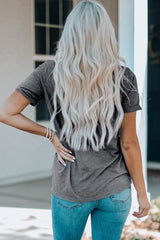 Gray Dotted Clovers Print Round Neck T Shirt Graphic Tees JT's Designer Fashion