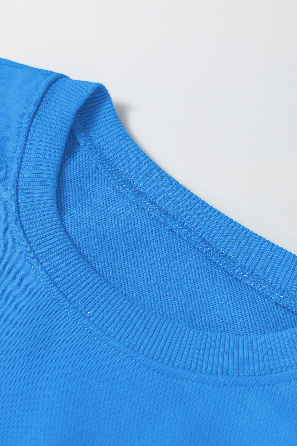 Sky Blue Solid Color Drop Shoulder Long Sleeve Basic Sweatshirt Sweatshirts & Hoodies JT's Designer Fashion