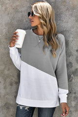 Patchwork Dropped Shoulder Sweatshirt Sweatshirts & Hoodies JT's Designer Fashion