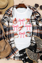 White Crawfish Boil Bow Graphic Crewneck Tee Graphic Tees JT's Designer Fashion