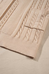 Parchment Oversize Chunky Cable Knit Open Front Midi-length Cardigan Cardigans JT's Designer Fashion