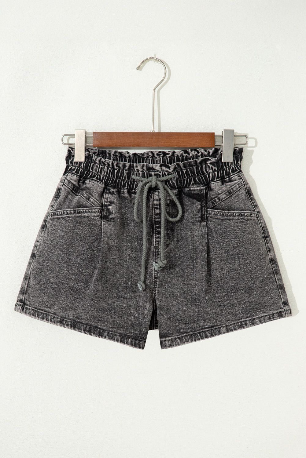 High-rise Drawstring High Waist Casual Denim Shorts with Pockets Denim Shorts JT's Designer Fashion
