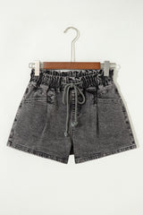 High-rise Drawstring High Waist Casual Denim Shorts with Pockets Denim Shorts JT's Designer Fashion