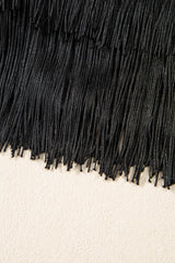 Black Tiered Fringe Trimmed Mini Skirt Skirts & Petticoat JT's Designer Fashion