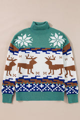 Canton Christmas Reindeer Snowflake Colorblock Turtleneck Sweater Sweaters JT's Designer Fashion