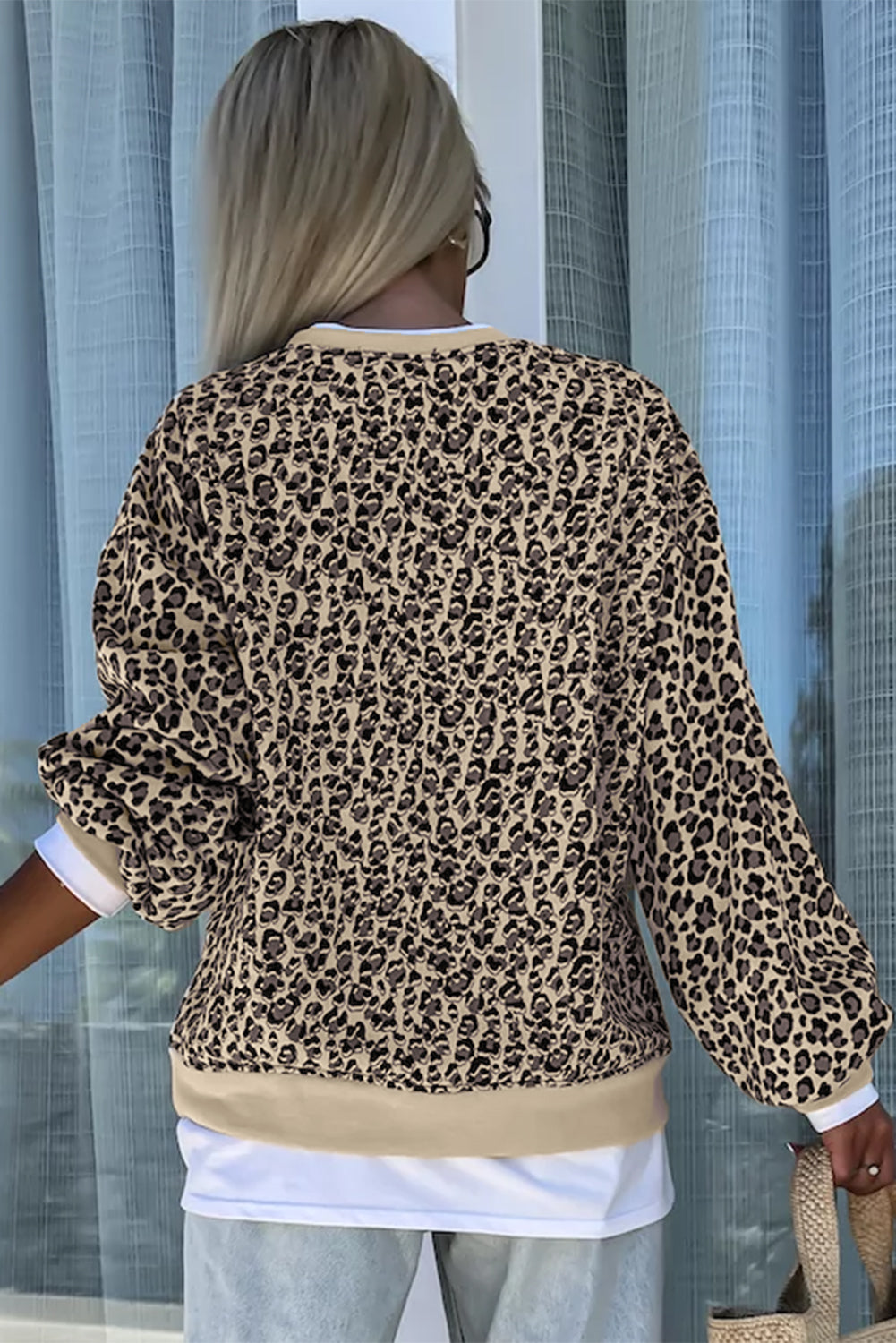 Parchment Leopard Print Crew Neck Sweatshirt Sweatshirts & Hoodies JT's Designer Fashion