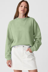 Smoke Green Plain Drop Shoulder Crewneck Pullover Sweatshirt Sweatshirts & Hoodies JT's Designer Fashion