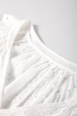 White Eyelet Embroidered Puff Sleeve V Neck Blouse Blouses & Shirts JT's Designer Fashion