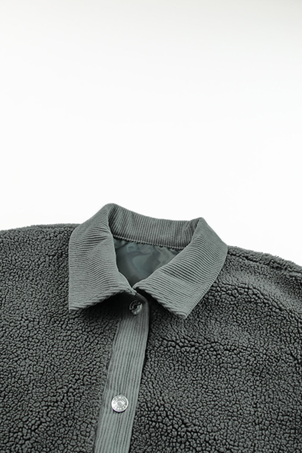 Gray Corduroy Trim Elbow Patch Sherpa Jacket Jackets JT's Designer Fashion