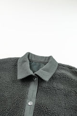 Gray Corduroy Trim Elbow Patch Sherpa Jacket Jackets JT's Designer Fashion