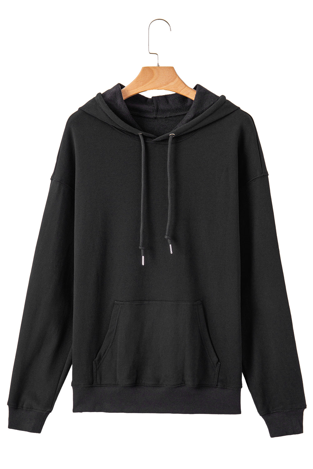 Black Fleece Lined Kangaroo Pocket Drawstring Chunky Hoodie Sweatshirts & Hoodies JT's Designer Fashion