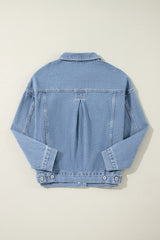 Wild Wind Washed Oversize Pocketed Denim Jacket Denim Jackets JT's Designer Fashion