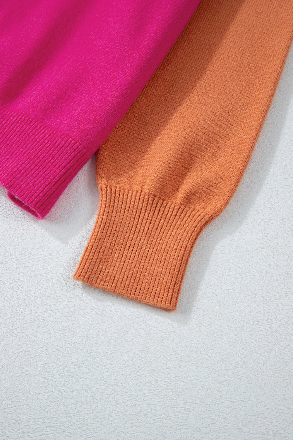 Bonbon Three Tone Contrast Round Neck Loose Sweater Sweaters JT's Designer Fashion