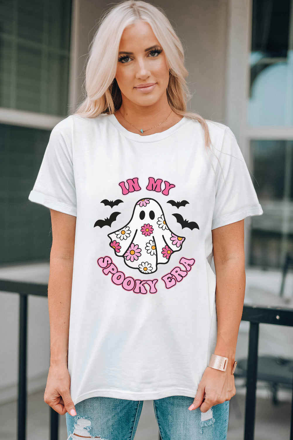 White IN MY SPOOKY ERA Halloween Ghost Graphic Tee Graphic Tees JT's Designer Fashion