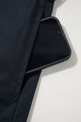 Black Button Up Tie Waist Puff Sleeve Mini Dress Mini Dresses JT's Designer Fashion