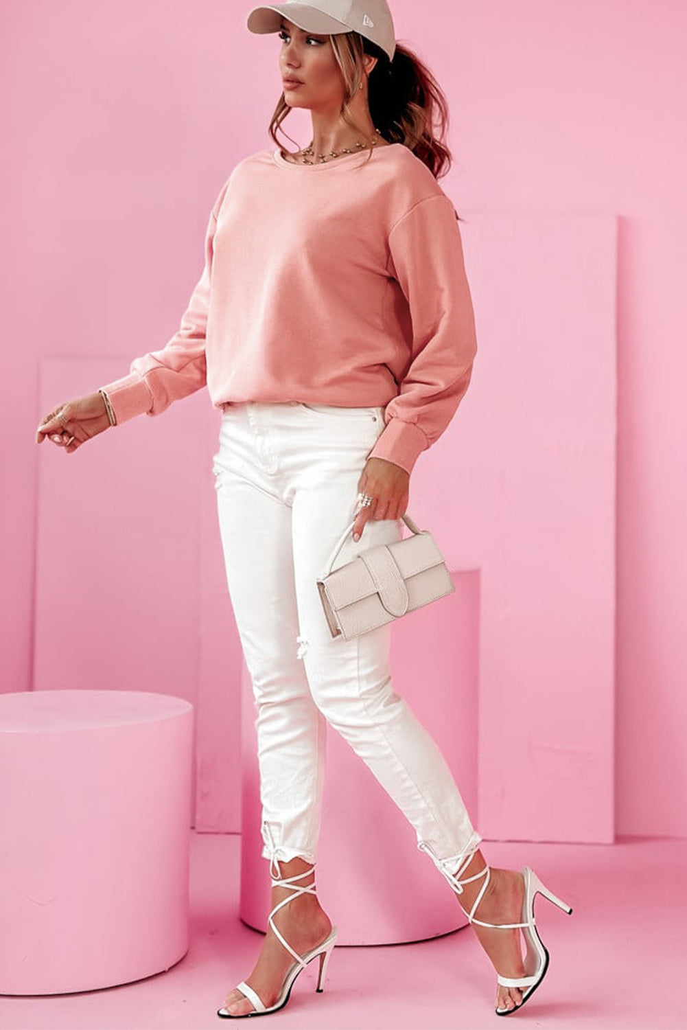 Pale Chestnut Bowknot Dewback Round Neck Sweatshirt Sweatshirts & Hoodies JT's Designer Fashion