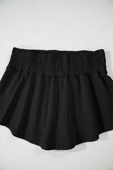 Black 2pcs Cropped Tee and Ruffle High Waist Skort Set Short Sets JT's Designer Fashion