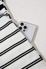 Black Stripe Half Placket Polo T Shirt Dress T Shirt Dresses JT's Designer Fashion