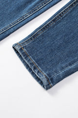 Blue Distressed Button Fly High Waist Skinny Jeans Jeans JT's Designer Fashion