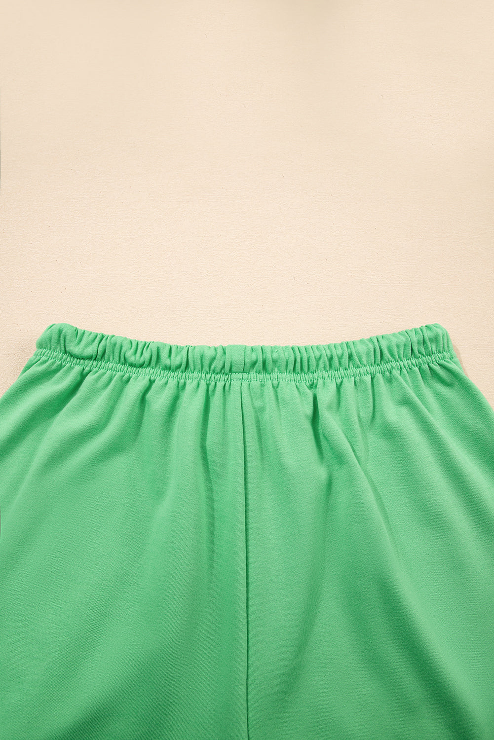 Mint Green V Neck Drop Shoulder Tee and Patchwork Drawstring Elastic Waistband Shorts Set Short Sets JT's Designer Fashion