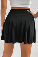 Black A-line Draped High Waist Phone Pocket Lined Skort Casual Shorts JT's Designer Fashion