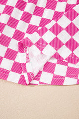 Pink Checkerboard T Shirt and High Waist Skorts 2 Piece Outfit Short Sets JT's Designer Fashion