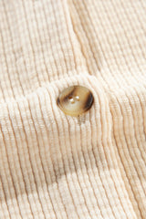 Oatmeal Corduroy Flap Pocket Button Up Shacket Jackets JT's Designer Fashion