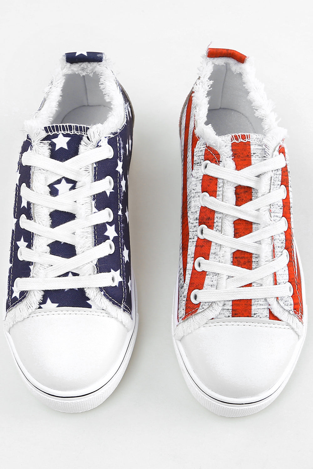 Blue American Flag Lace-up Canvas Flat Shoes Women's Shoes JT's Designer Fashion