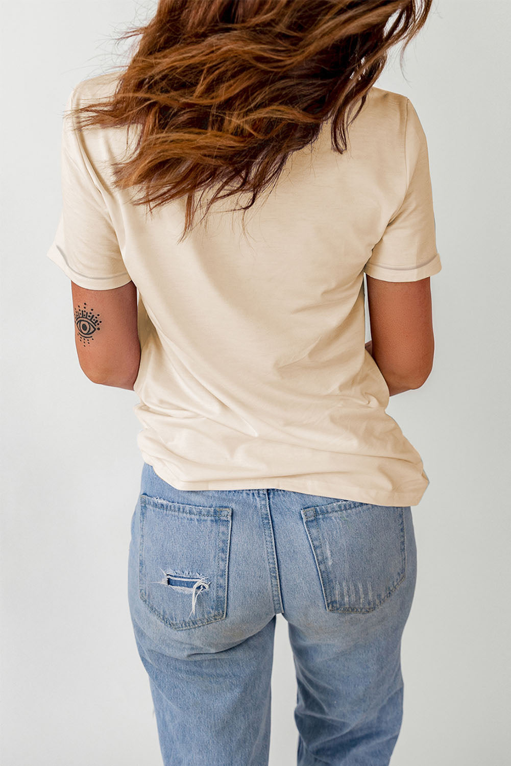 Khaki MOMLIFE Slogan Graphic Crew Neck T Shirt Graphic Tees JT's Designer Fashion