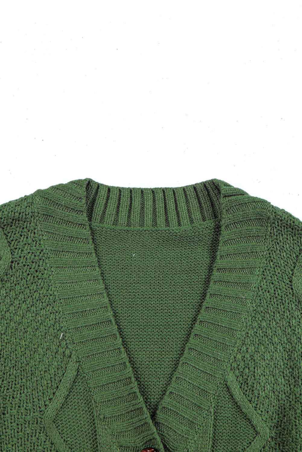 Green Front Pockets Buttons Textured Cardigan Sweaters & Cardigans JT's Designer Fashion